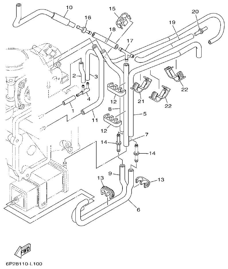 Yamaha F250HET, FL250HET THROTTLE BODY ASSY 2 parts diagram